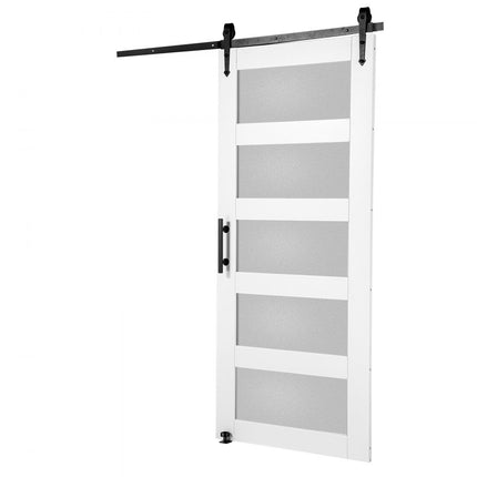 VEVOR Staldeurbeslagset 914x2133mm Houten Glazen Schuifdeur Wit