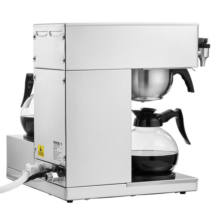 VEVOR Commercieel druppelkoffiezetapparaat Koffiezetapparaat 3 glazen karaffen 12 kopjes