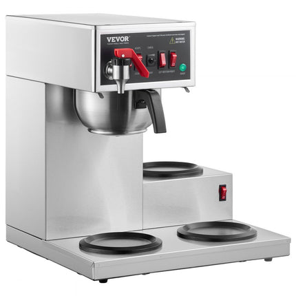 VEVOR Commercieel druppelkoffiezetapparaat Koffiezetapparaat 3 glazen karaffen 12 kopjes