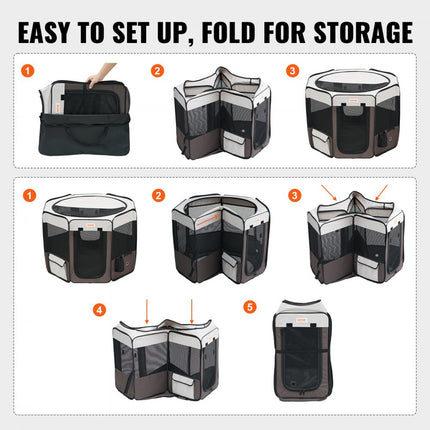 VEVOR Puppy-box Opvouwbaar 914 x 914x 584 mm Puppy Run Dierenbox 13 x 5 cm Opvouwbare kom Hondenbox 600D Oxford Stof Hondenbox Buitenren voor kleine en middelgrote huisdieren