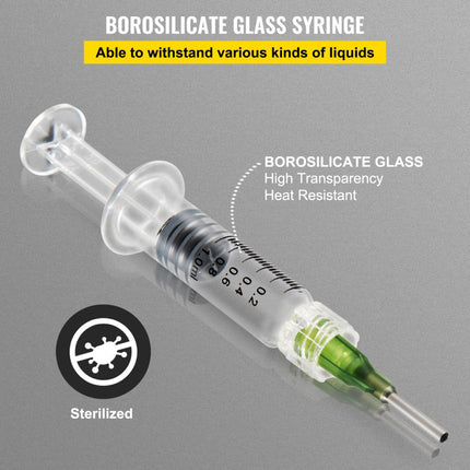 VEVOR Spuit Injectiespuiten BorosilicaatglasLuer lock 1 mL 100 ST Latexvrije
