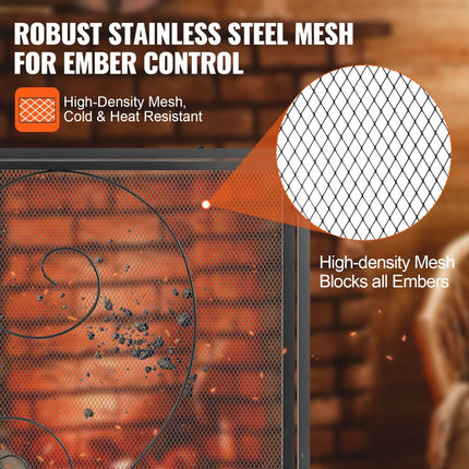 VEVOR vonkenbeschermingsrooster 2-delig. IJzeren haardbescherming 802 mm haardrooster ovenrooster vintage kachelbeschermingsrooster 0-40 °C haardbeschermingsrooster haardkachel beschermrooster ovenschermrooster tegen rondvliegende vonken