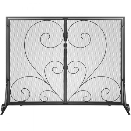 VEVOR vonkenbeschermingsrooster 2-delig. IJzeren haardbescherming 802 mm haardrooster ovenrooster vintage kachelbeschermingsrooster 0-40 °C haardbeschermingsrooster haardkachel beschermrooster ovenschermrooster tegen rondvliegende vonken