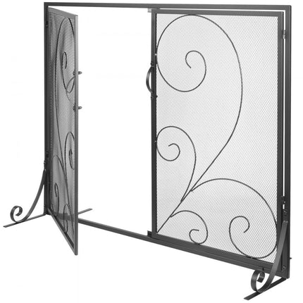 VEVOR vonkenbeschermingsrooster 2-delig. IJzeren haardbescherming 802 mm haardrooster ovenrooster vintage kachelbeschermingsrooster 0-40 °C haardbeschermingsrooster haardkachel beschermrooster ovenschermrooster tegen rondvliegende vonken