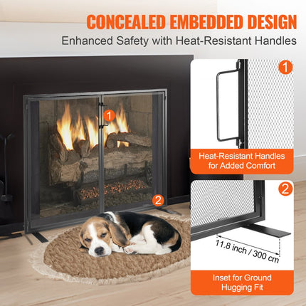 VEVOR vonkenbeschermingsrooster ijzeren haardbescherming 990 mm haardrooster ovenrooster vintage ovenbeschermingsrooster 0-40 °C haardbeschermingsrooster haardbeschermingsrooster ovenschermrooster tegen rondvliegende vonken