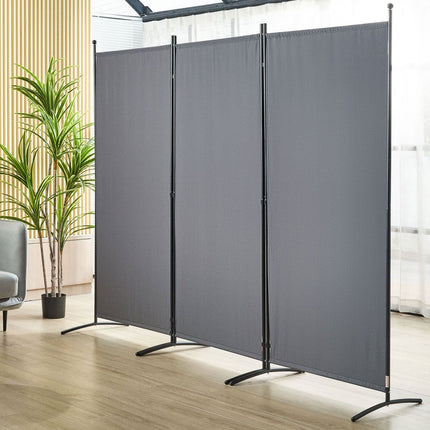 VEVOR 3-delig kamerscherm, opvouwbare scheidingswand, 226 x 185 cm, vrijstaand privacyscherm, scheidingswand, scheidingswand, 75 x 51,5 x 185 cm, scheidingswand, privacyscherm voor kantoren, balkons, slaapkamers, donkergrijs