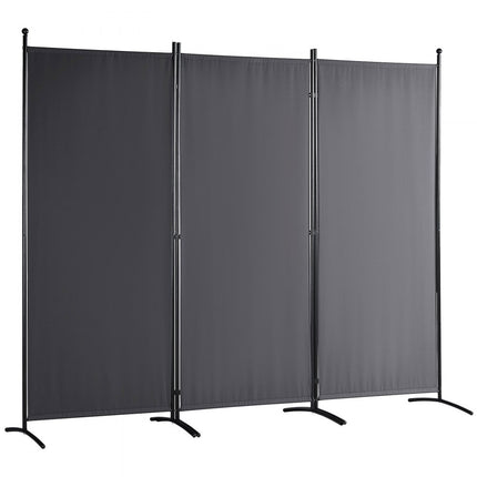 VEVOR 3-delig kamerscherm, opvouwbare scheidingswand, 226 x 185 cm, vrijstaand privacyscherm, scheidingswand, scheidingswand, 75 x 51,5 x 185 cm, scheidingswand, privacyscherm voor kantoren, balkons, slaapkamers, donkergrijs