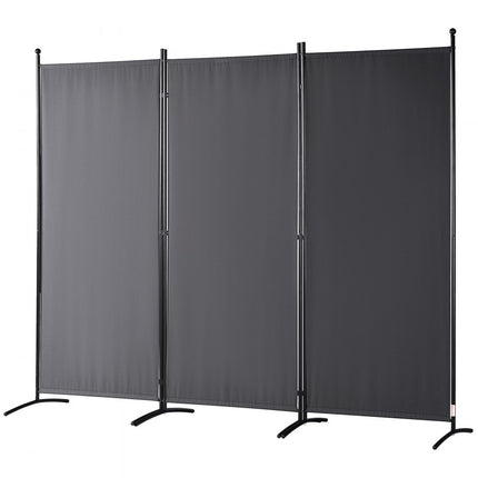 VEVOR 3-delig kamerscherm, opvouwbare scheidingswand, 226 x 185 cm, vrijstaand privacyscherm, scheidingswand, scheidingswand, 75 x 51,5 x 185 cm, scheidingswand, privacyscherm voor kantoren, balkons, slaapkamers, donkergrijs