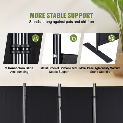 VEVOR 4-delig scherm opvouwbaar kamerscherm 224 x 171 cm vrijstaand inkijkscherm kamerscherm 55,8 x 30 x 171 cm scheidingsscherm inkijkscherm voor kantoren, balkon, slaapkamer enz. zwart