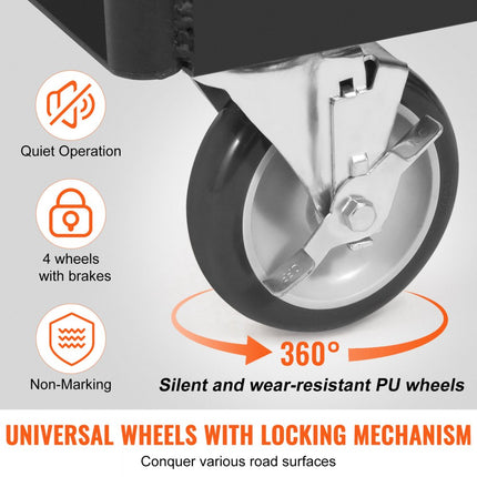 VEVOR gipsplaatwagen, 1500 pond paneelwagen met 36,02" x 24,02" dek en 5" zwenkwielen, zware gipsplaatwagen, behandeling van wandpanelen, gipsplaten, hout, voor garage, thuis