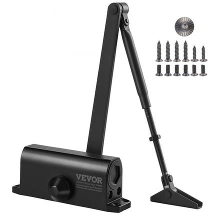 VEVOR deurdranger automatische poortdranger voor zakelijk of particulier gebruik voor deurgewichten tot 45 kg verstelbare maat deurdranger met hydraulische bufferbehuizing van gegoten aluminium zwart