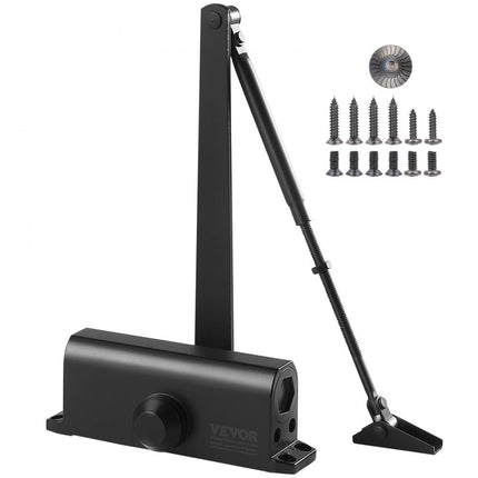 VEVOR deurdranger automatische poortdranger voor commercieel of particulier gebruik voor deurgewichten tot 85 kg bardeurdranger met hydraulische bufferbehuizing van gegoten aluminium zwart