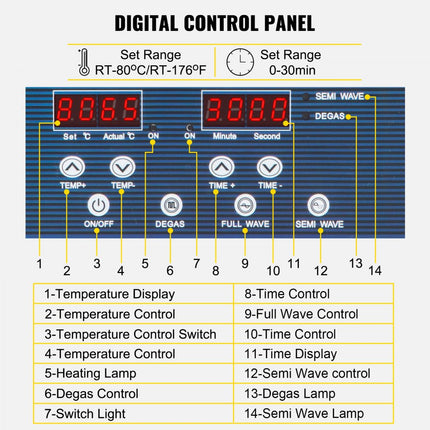 VEVOR Ultrasoon Reiniger Dual Frequentie 10L Ultrasone Reiniger met Verwarming voor Onderdelen Sieraden Lenzenvloeistof Ring Prothese Record