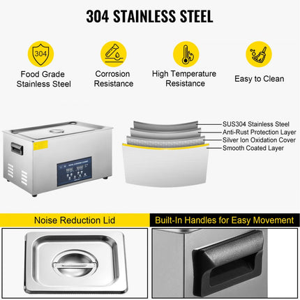 VEVOR Ultrasoon Reiniger 30L Digitale Ultrasone Reiniger met Verwarming 28/40KHz Verwarming Waterafvoer Cavitatie