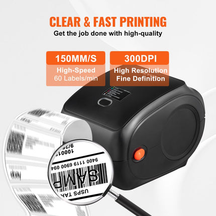 VEVOR Label Printer thermische labelprinter thermische printer labelprinter Bluetooth Usb 300DPI