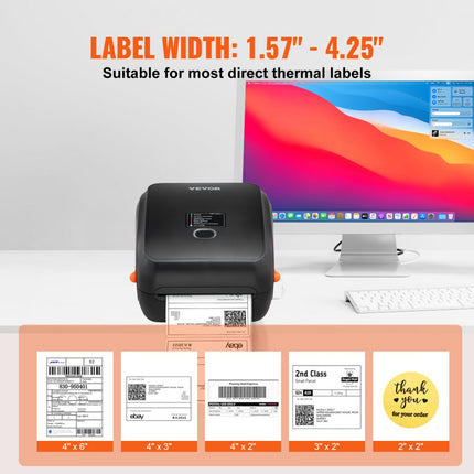 VEVOR Label Printer thermische labelprinter thermische printer labelprinter Bluetooth Usb 300DPI