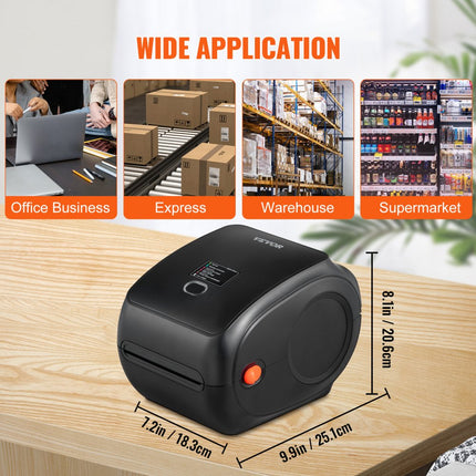 VEVOR Label Printer thermische labelprinter thermische printer labelprinter Bluetooth Usb 300DPI