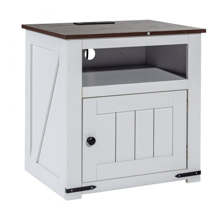 VEVOR bijzettafel nachtkastje USB-aansluiting nachtkastje witte landelijke stijl