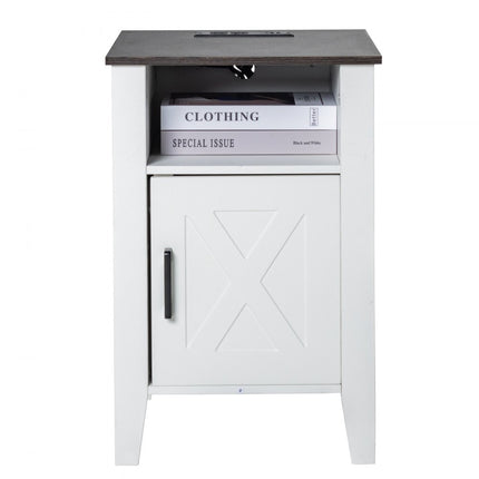 VEVEVOR bijzettafel vierkant nachtkastje USB 2-delig. Nachtkastje LED-lampje