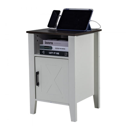 VEVEVOR bijzettafel vierkant nachtkastje USB 2-delig. Nachtkastje LED-lampje