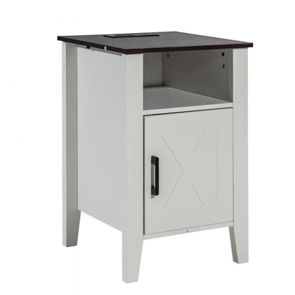 VEVEVOR bijzettafel vierkant nachtkastje USB 2-delig. Nachtkastje LED-lampje