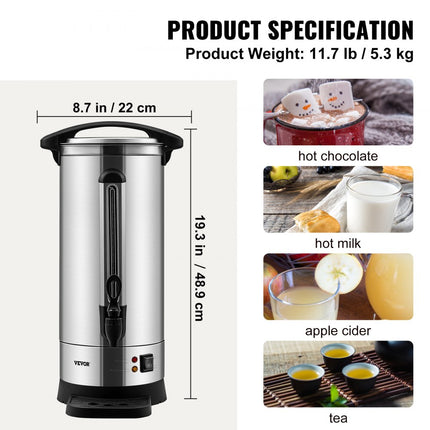 VEVOR Commerciële hete drankdispenser koffie heetwaterdispenser 110 kopjes 1500W verwarmde container heetwaterdispenser 16,4L verwarmde container sapemmer voor kantoor, feesten, café, picknick enz.