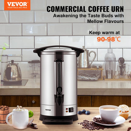 VEVOR Commerciële hete drankdispenser koffie heetwaterdispenser 65 kopjes 1500W verwarmde container heetwaterdispenser 9,75L verwarmde container sapemmer voor kantoor, feesten, café, picknick enz.