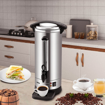 VEVOR Commerciële hete drankdispenser koffie heetwaterdispenser 65 kopjes 1500W verwarmde container heetwaterdispenser 9,75L verwarmde container sapemmer voor kantoor, feesten, café, picknick enz.