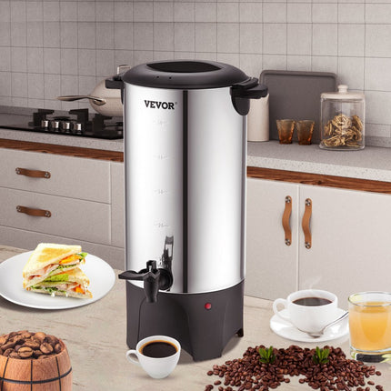 VEVOR roestvrijstalen heetwaterdispenser dispenser voor warme dranken 50 kopjes glühweinpot
