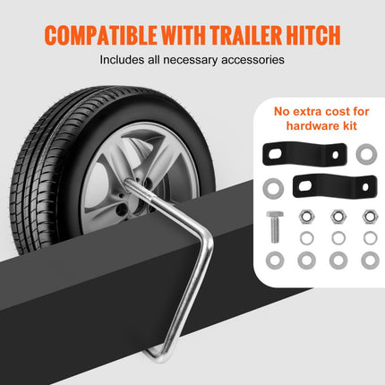 VEVOR reservewieldrager, U-bout, gegalvaniseerde reservewielbeugel, zijmontage met slot, 73 kg draagvermogen, 4 en 5 wielogen op 4", 4,5", 5" boutpatronen, voor trekhaak, scheepstrailer