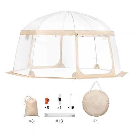 VEVOR pop-up paviljoen camping koepel bubble tent 12-15 personen 4,5x4,5x2,4m