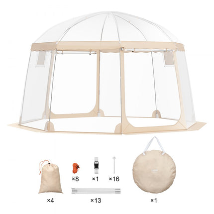 VEVOR pop-up paviljoen camping koepel bubble tent 8-10 personen 3,66x3,66x2,4m