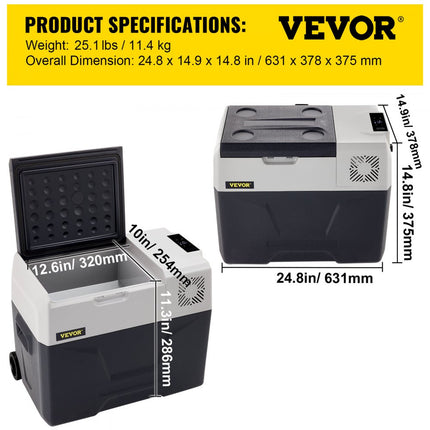 VEVOR Camping Koelkast Koelbox Koelkast Boot Auto Koelkast Compressor 22,4 x 14,5 x 14,2 inch Auto Koelkast Mini 30L Mini Koelkast