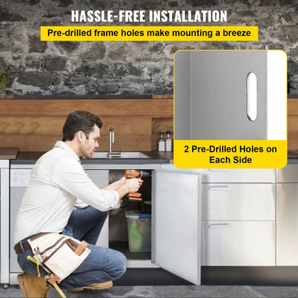 VEVOR BBQ Toegangsdeur Dubbele Deur Buitenkeuken 43,2 x 61 cm Roestvrij Staal