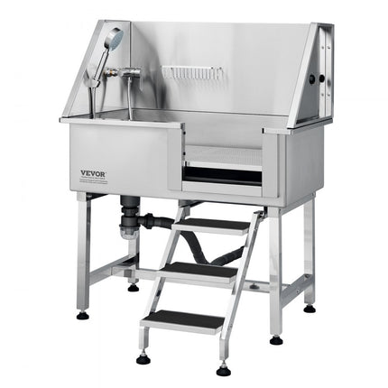 VEVOR Professionele hondenverzorgingskuip 965,2 mm roestvrijstalen dierenbad hondenwasstation max. 100kg hondenverzorgingsdouche hondenwassysteem huisdierverzorgingskuip hondendouche waskuip