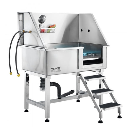 VEVOR Professionele hondenverzorgingskuip 965,2 mm roestvrijstalen dierenbad hondenwasstation max. 100kg hondenverzorgingsdouche hondenwassysteem huisdierverzorgingskuip hondendouche waskuip