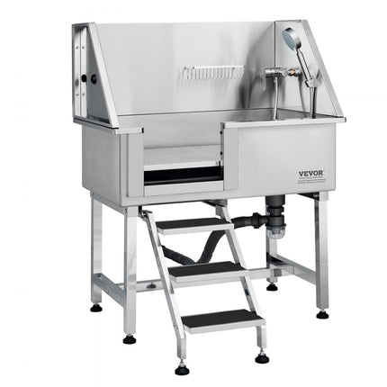 VEVOR Professionele hondenverzorgingskuip 965,2 mm roestvrijstalen dierenbad hondenwasstation max. 100 kg hondenverzorgingsdouche hondenwassysteem huisdierverzorgingskuip hondendouche waskuip