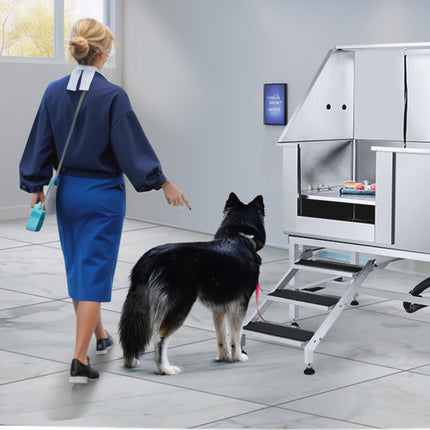 VEVOR Professionele hondenverzorgingskuip 127cm roestvrij staal huisdierbad hondenwasstation max.150kg hondenverzorgingsdouche hondenwassysteem huisdierverzorgingskuip met linkerdeur hondendouche waskuip