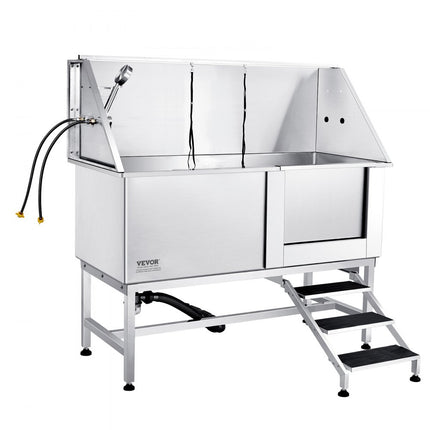 VEVOR Professionele hondenverzorgingskuip 1574,8 mm roestvrij staal huisdierbad Hondenwasstation 200kg Hondenverzorging Hondenwassysteem Huisdierverzorgingskuip met een gevouwen ontwerp Hondendouche Waskuip