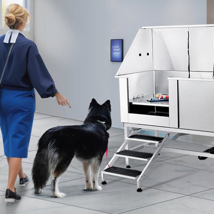 VEVOR Professionele hondenverzorgingskuip 1574,8 mm roestvrij staal huisdierbad Hondenwasstation 200 kg Hondenverzorgingsdouche Hondenwassysteem Huisdierverzorgingskuip met gevouwen ontwerp Hondendouche waskuip