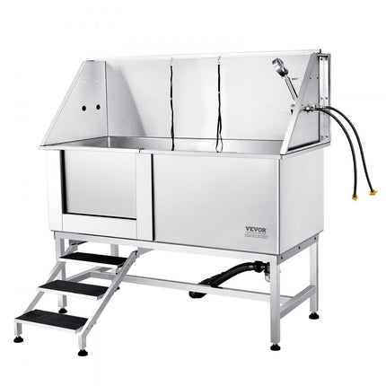 VEVOR Professionele hondenverzorgingskuip 1574,8 mm roestvrij staal huisdierbad Hondenwasstation 200 kg Hondenverzorgingsdouche Hondenwassysteem Huisdierverzorgingskuip met gevouwen ontwerp Hondendouche waskuip