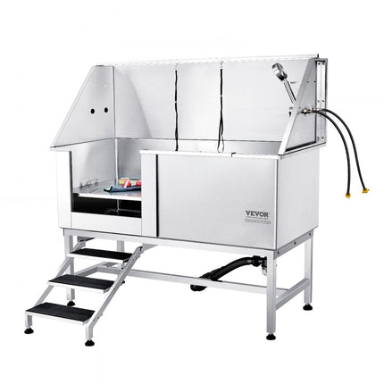 VEVOR Professionele hondenverzorgingskuip 1574,8 mm roestvrij staal huisdierbad Hondenwasstation 200 kg Hondenverzorgingsdouche Hondenwassysteem Huisdierverzorgingskuip met gevouwen ontwerp Hondendouche waskuip