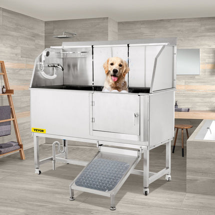VEVOR Hond Grooming Bad Hondenwasstation 59 inch Badkuip van RVS met Accessoires