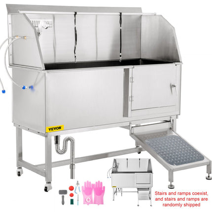 VEVOR Hond Grooming Bad Hondenwasstation 59 inch Badkuip van RVS met Accessoires