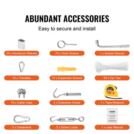 VEVOR staalkabel draadkabel draad 304 roestvrij staal Ф3.18mmx30.5m 7.1kN 7x7strands