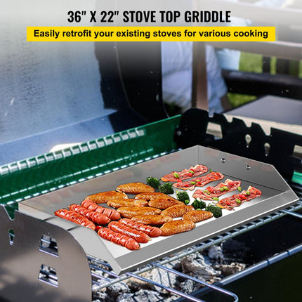 VEVOR Universele Roestvrijstalen Grillplaat Grill Bakplaat 91x56x5,6 cm Zilver