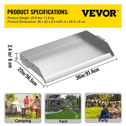 VEVOR Universele Roestvrijstalen Grillplaat Grill Bakplaat 91x56x5,6 cm Zilver