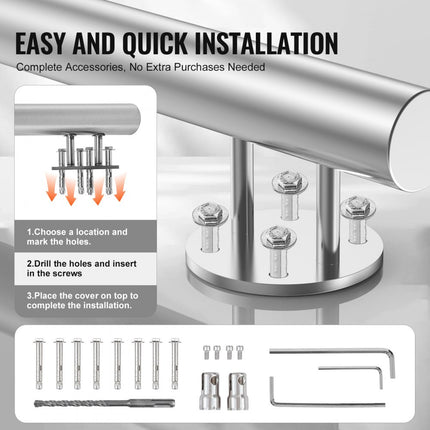 VEVOR railing RVS trapleuning leuning borstwering balkonleuning 150cm