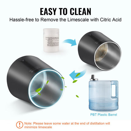 VEVOR Waterdestilleerder RVS Waterdestilleerder 4L Zwart