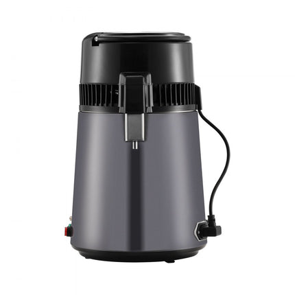 VEVOR waterdestilleerder waterdestilleerder, 4 L zuiver waterfilter voor thuiswerkblad, 750 W gedestilleerd watermaker grijs, roestvrijstalen binnendestilleerder watermachine, 1 L per uur.